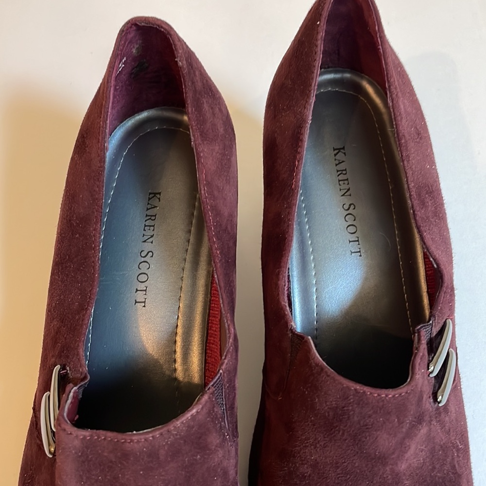 Karen Scott “wine” suede heel shoe 8M with box - Picture 5 of 8